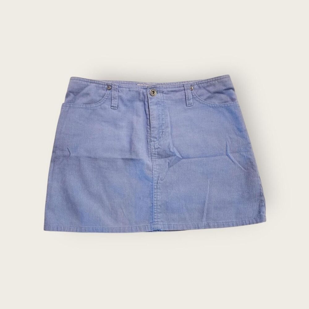 Vintage Y2k early 2000s Aeropostale baby blue corduroy low rise mini skirt